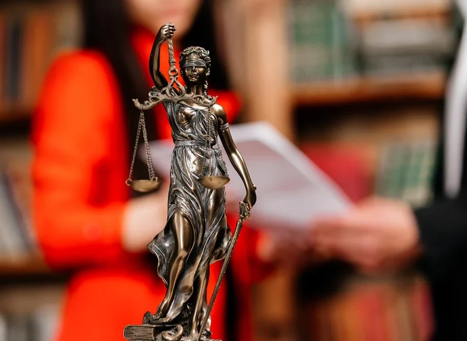 Judge or lawyer in courtroom working in office